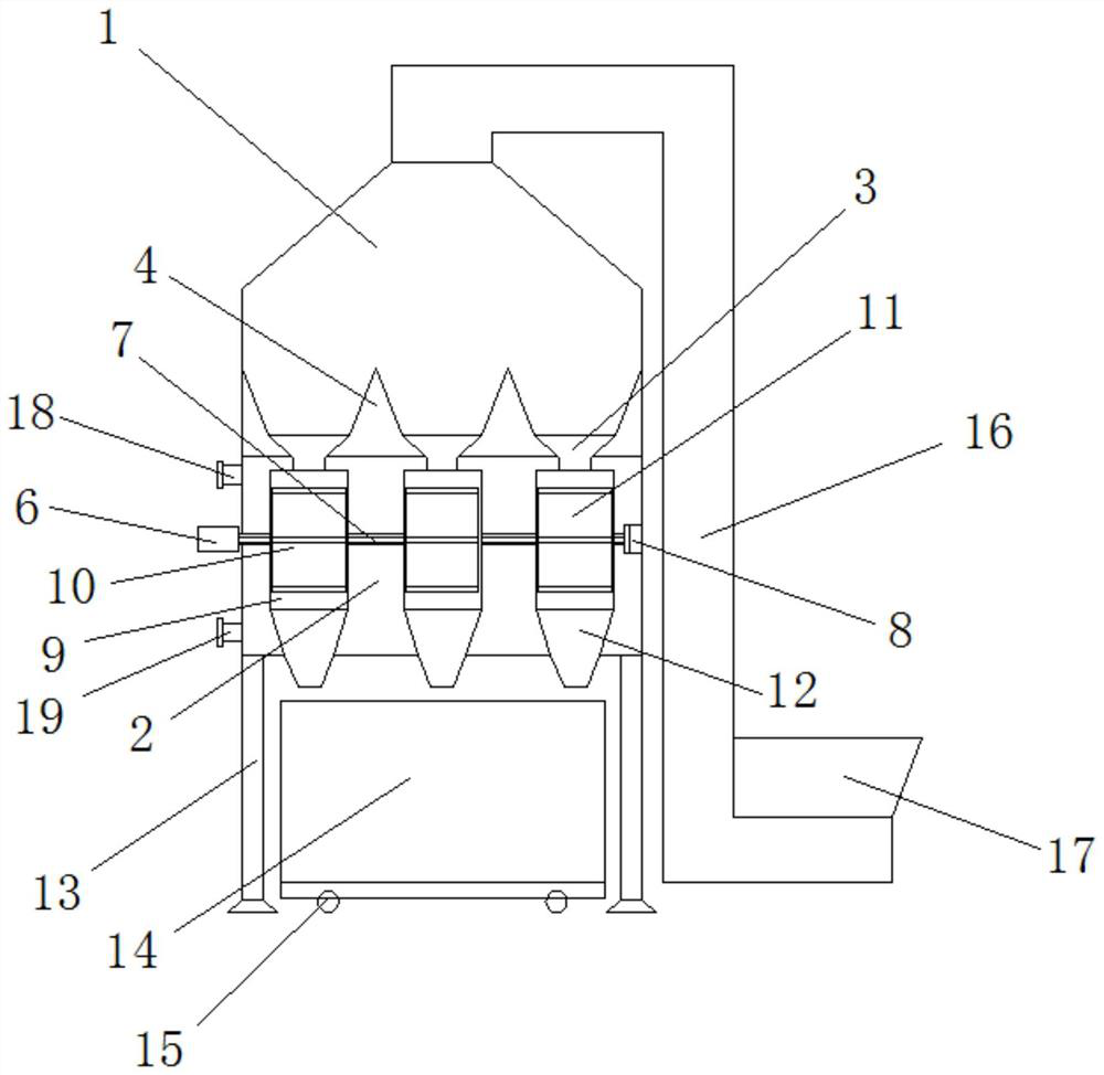 A red lead oxidation furnace discharge cooling device