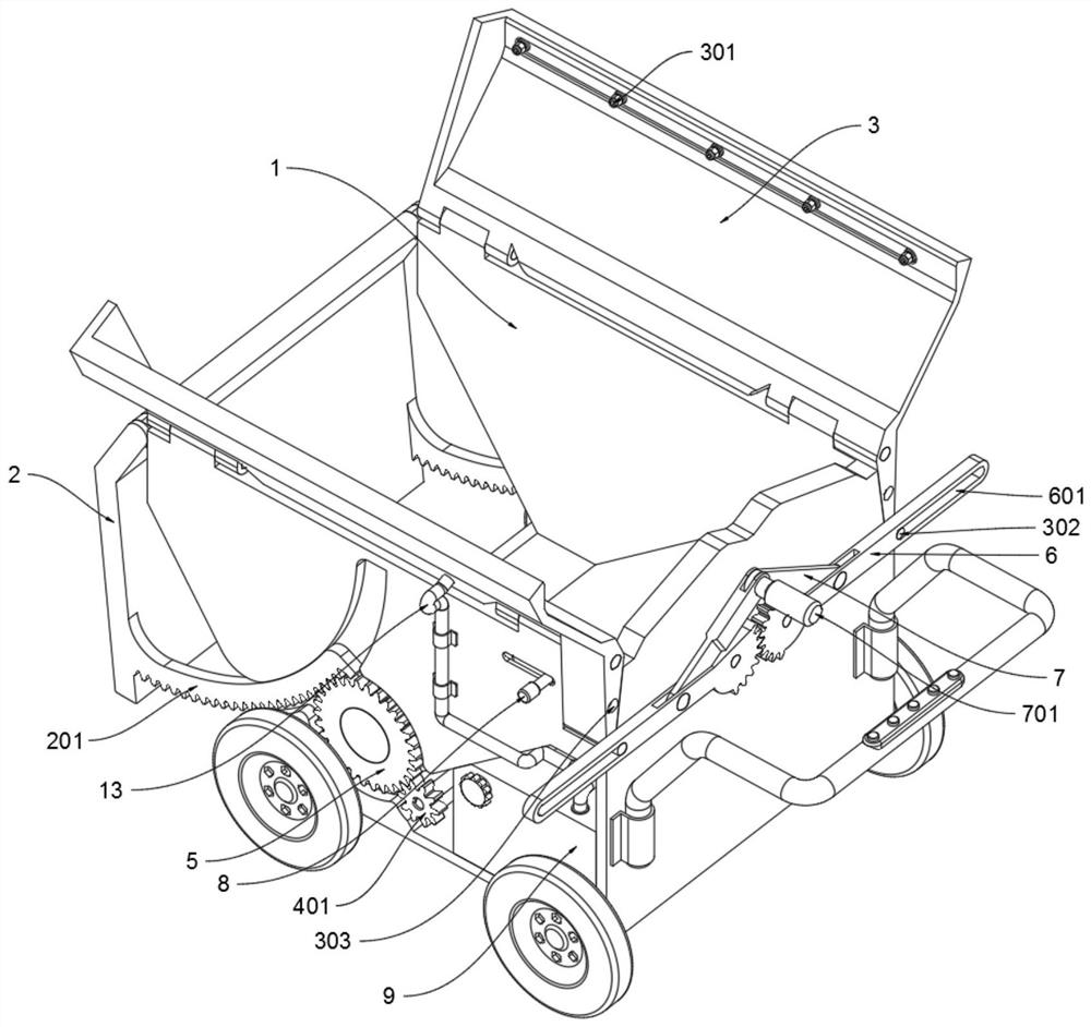 Dust-choking-nose-preventing residue collecting and loading device for construction engineering