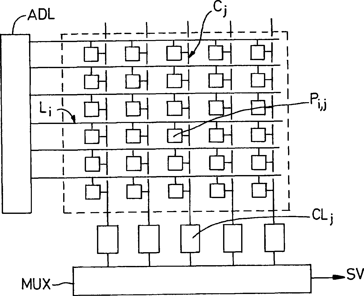 Bitmap thermal image sensor with bolometric pixel and special noise-reduction method