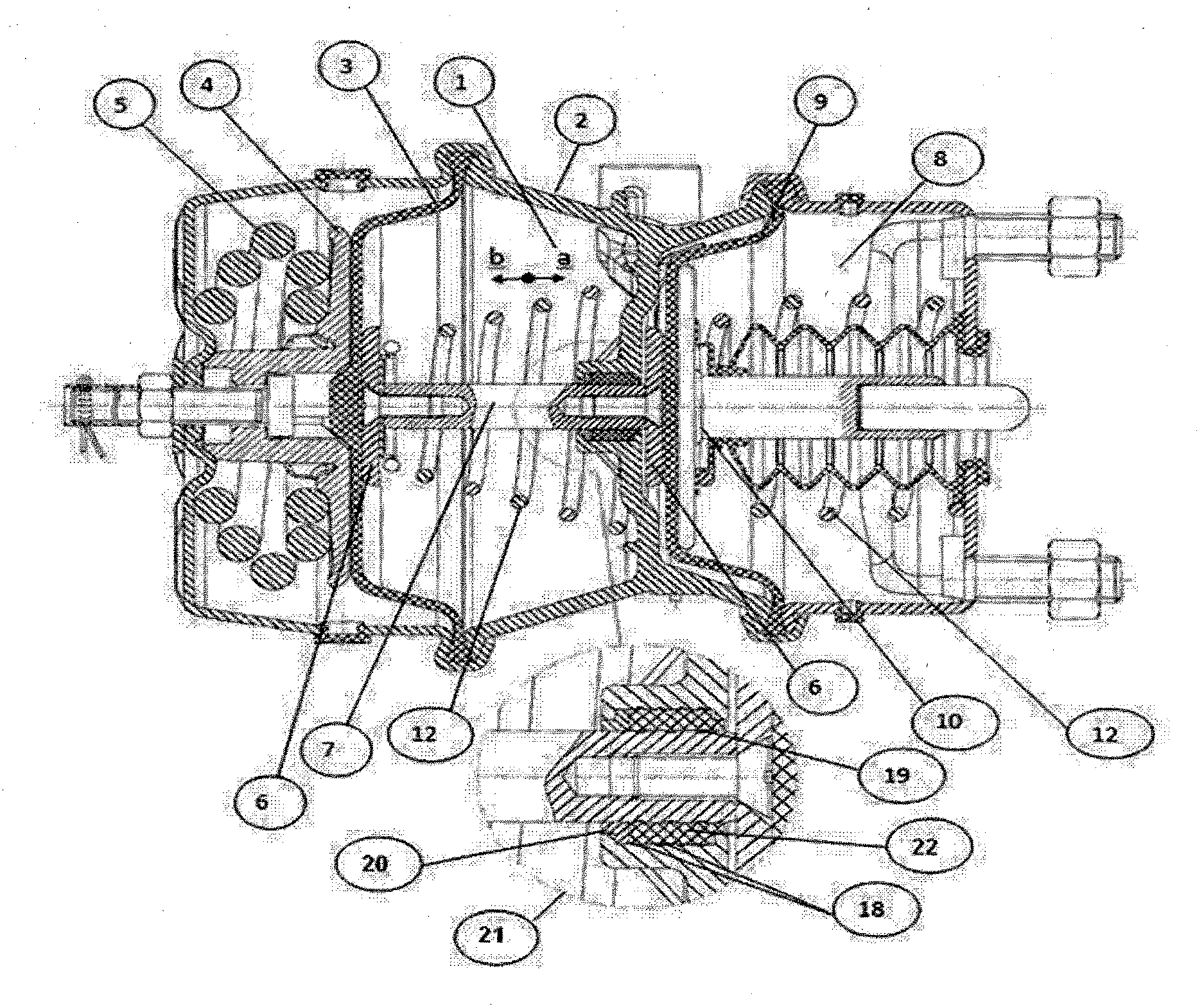 Center bearing of adapter plate comprising rubber and rigid plastic members developed for spring brake actuators