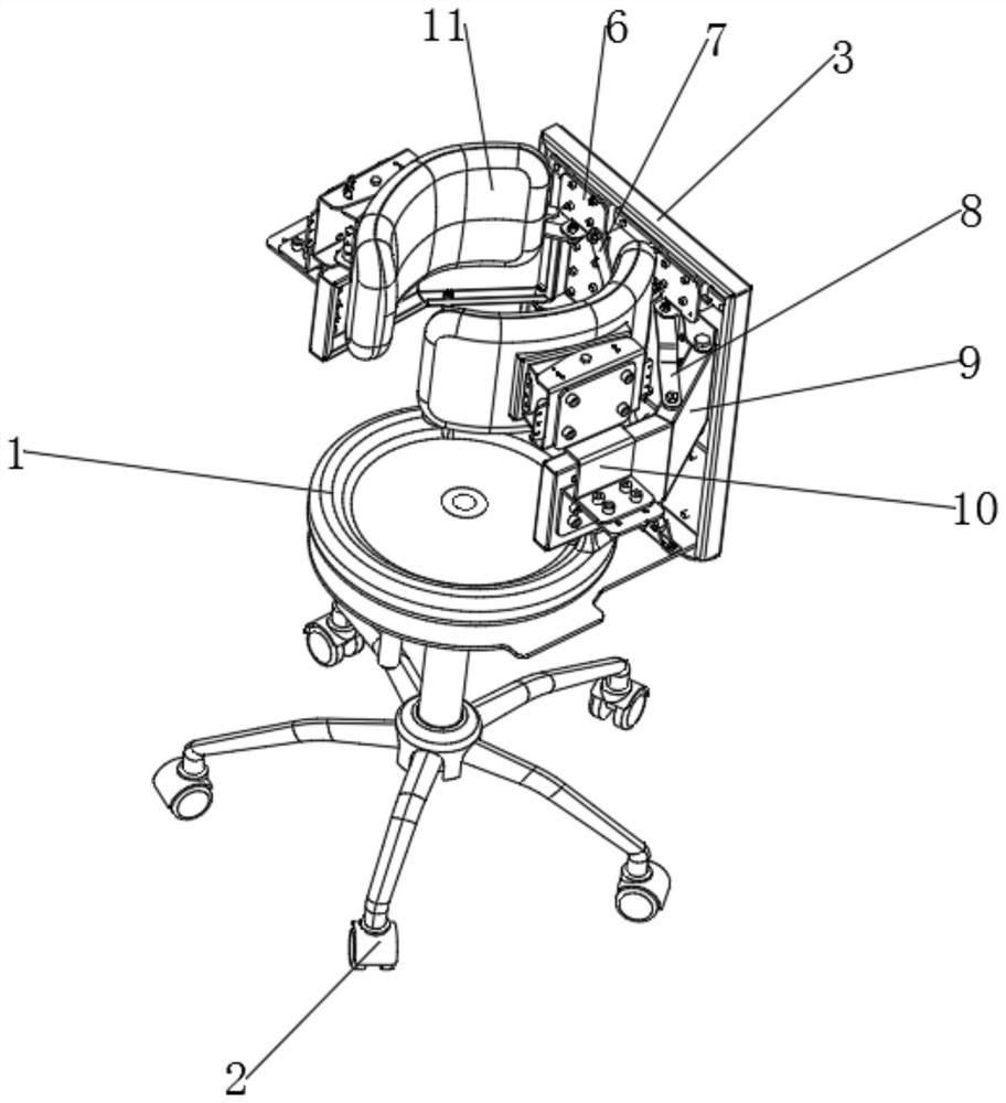 Self-stress horizontal rear encircling type spine decompression and fixation seat and fixation method thereof