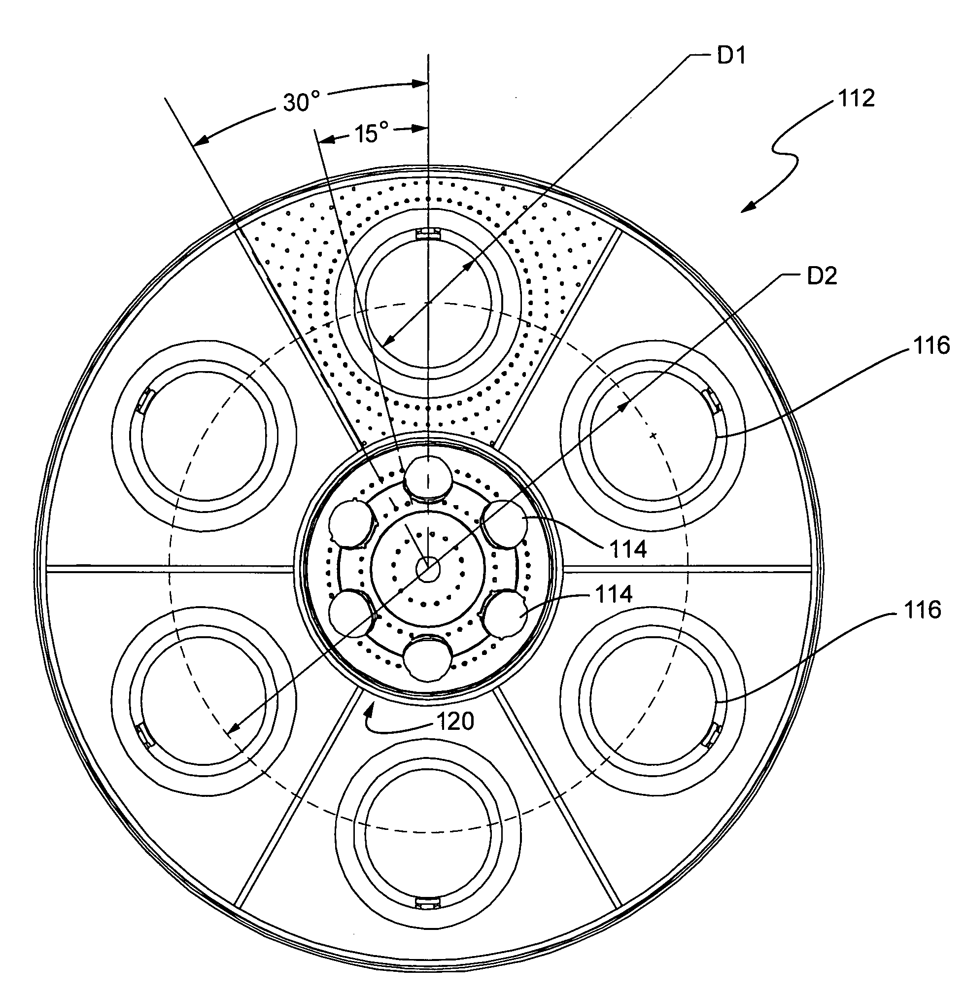 Combustion cap with crown mixing holes