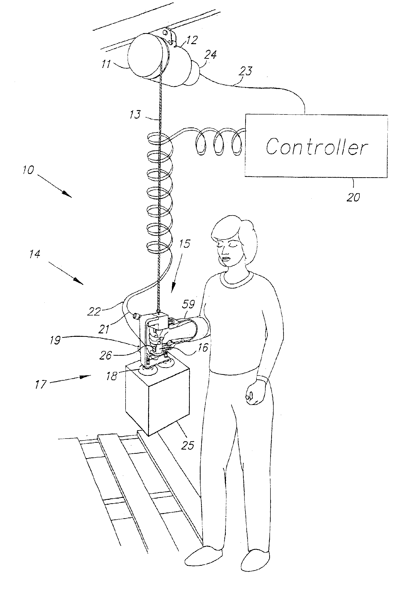 Human power amplifier for lifting load with slack prevention apparatus