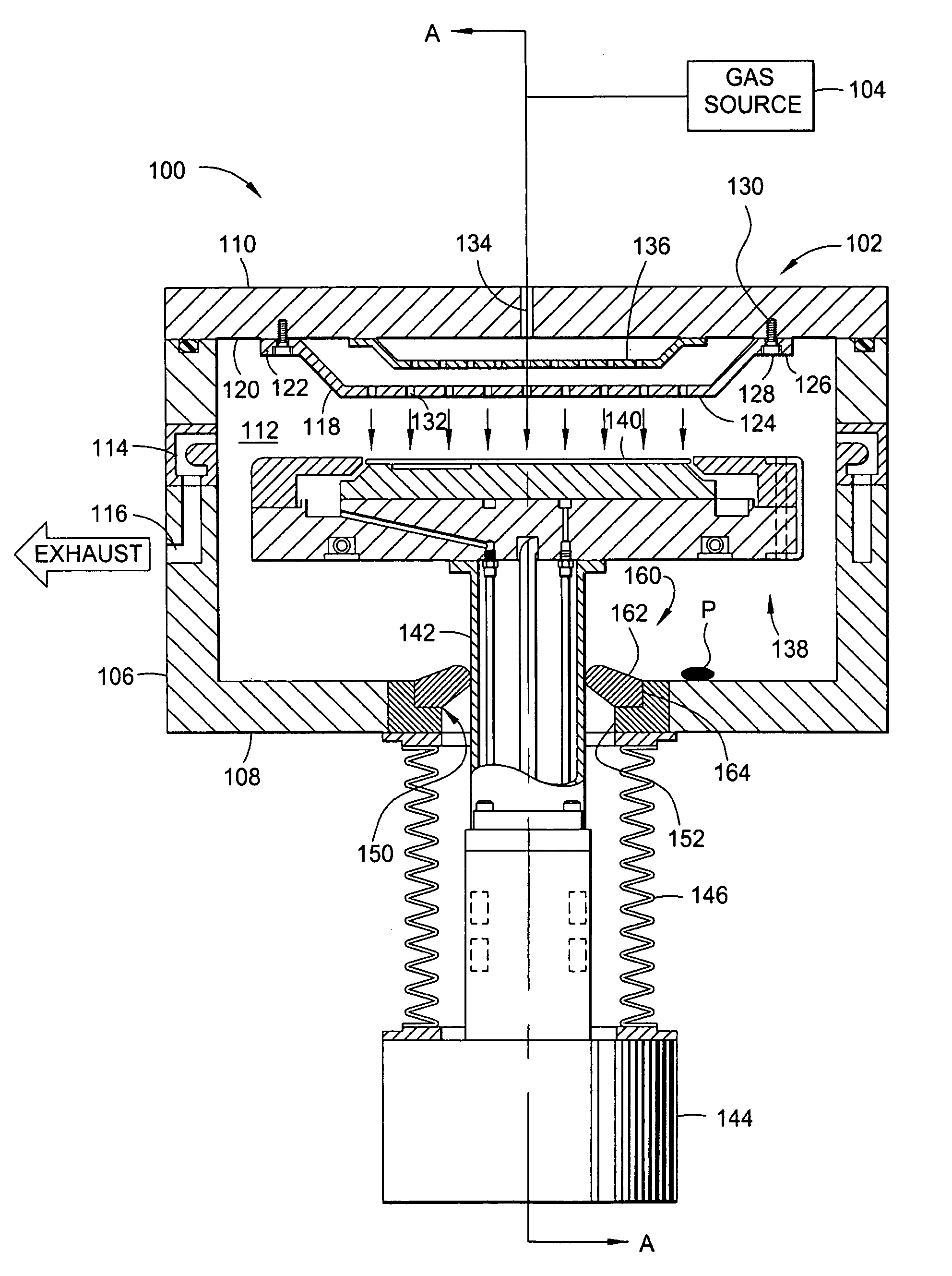 Apparatus for reducing entrapment of foreign matter along a moveable shaft of a substrate support