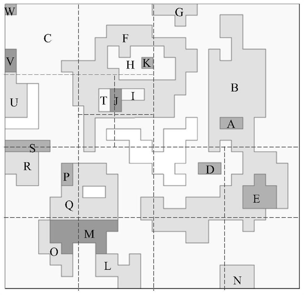 Quadtree construction method for storing polygon inclusion relation and indexing method