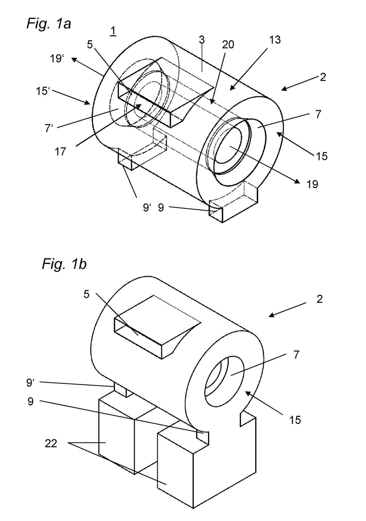 Separation device for separating particles from a fluid flow