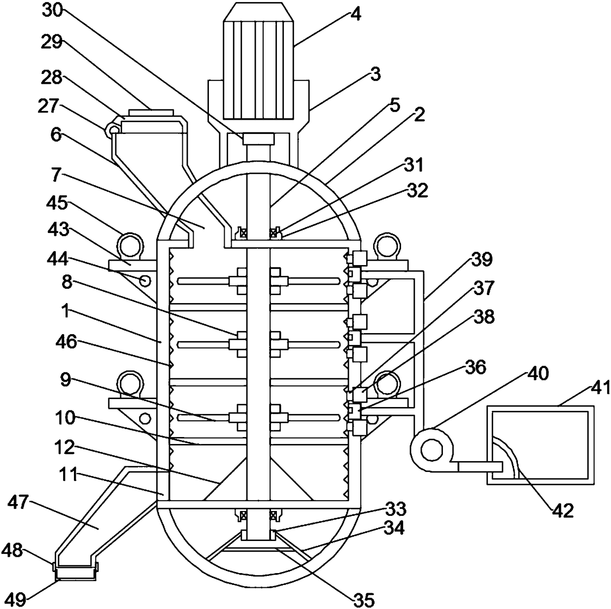 A multi-stage grinding and stirring device for graphene slurry