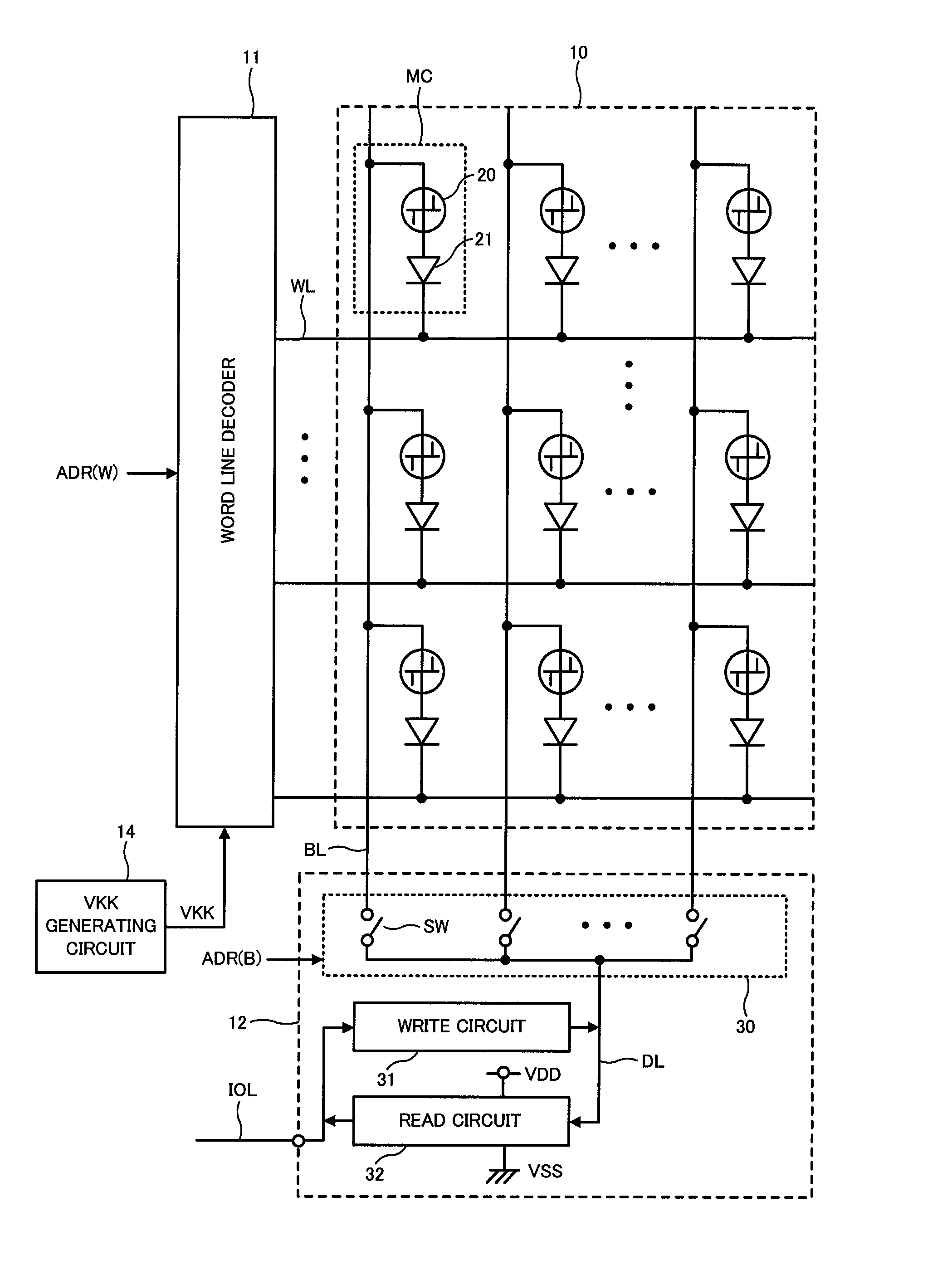 Semiconductor memory device having diode cell structure