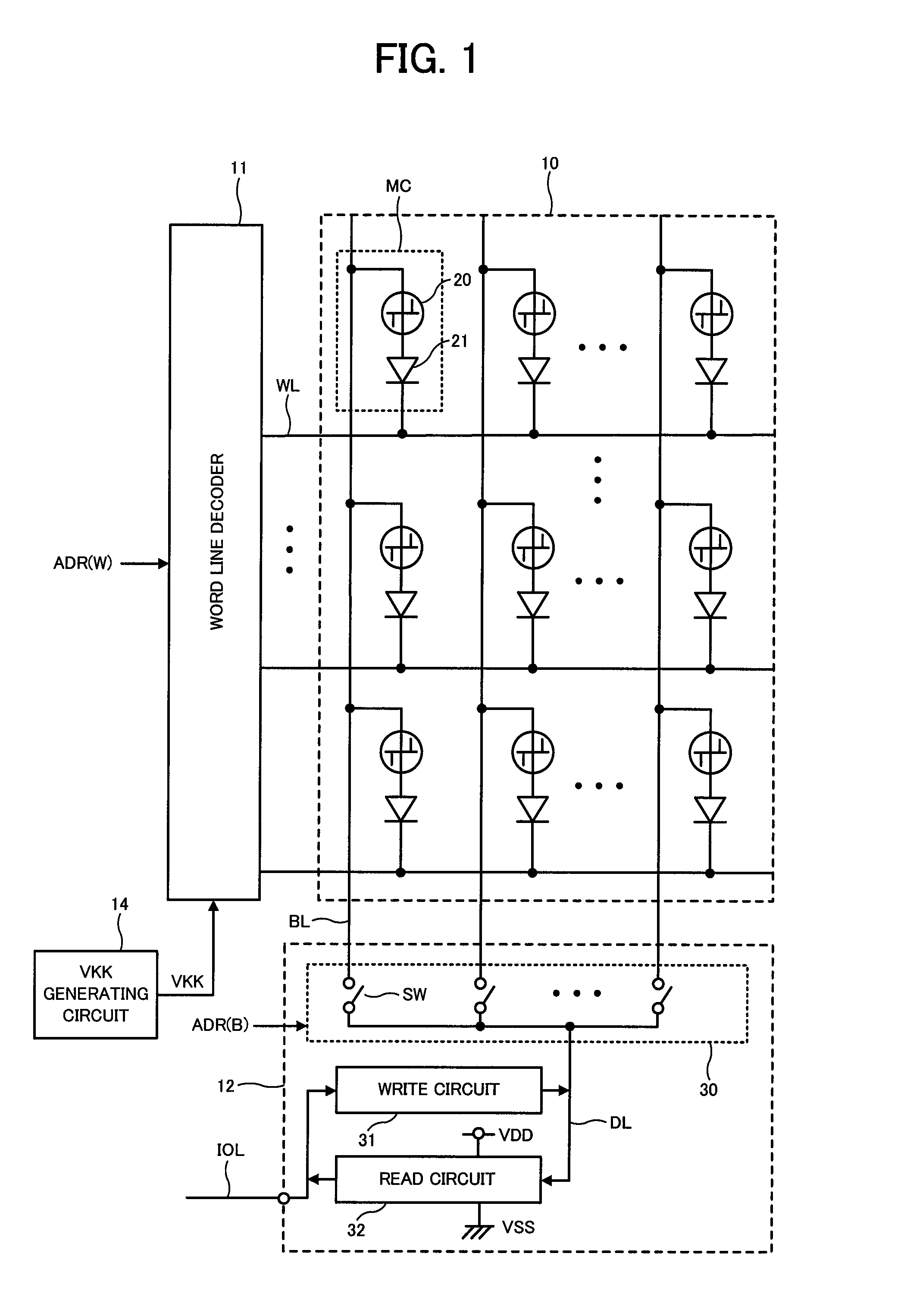 Semiconductor memory device having diode cell structure