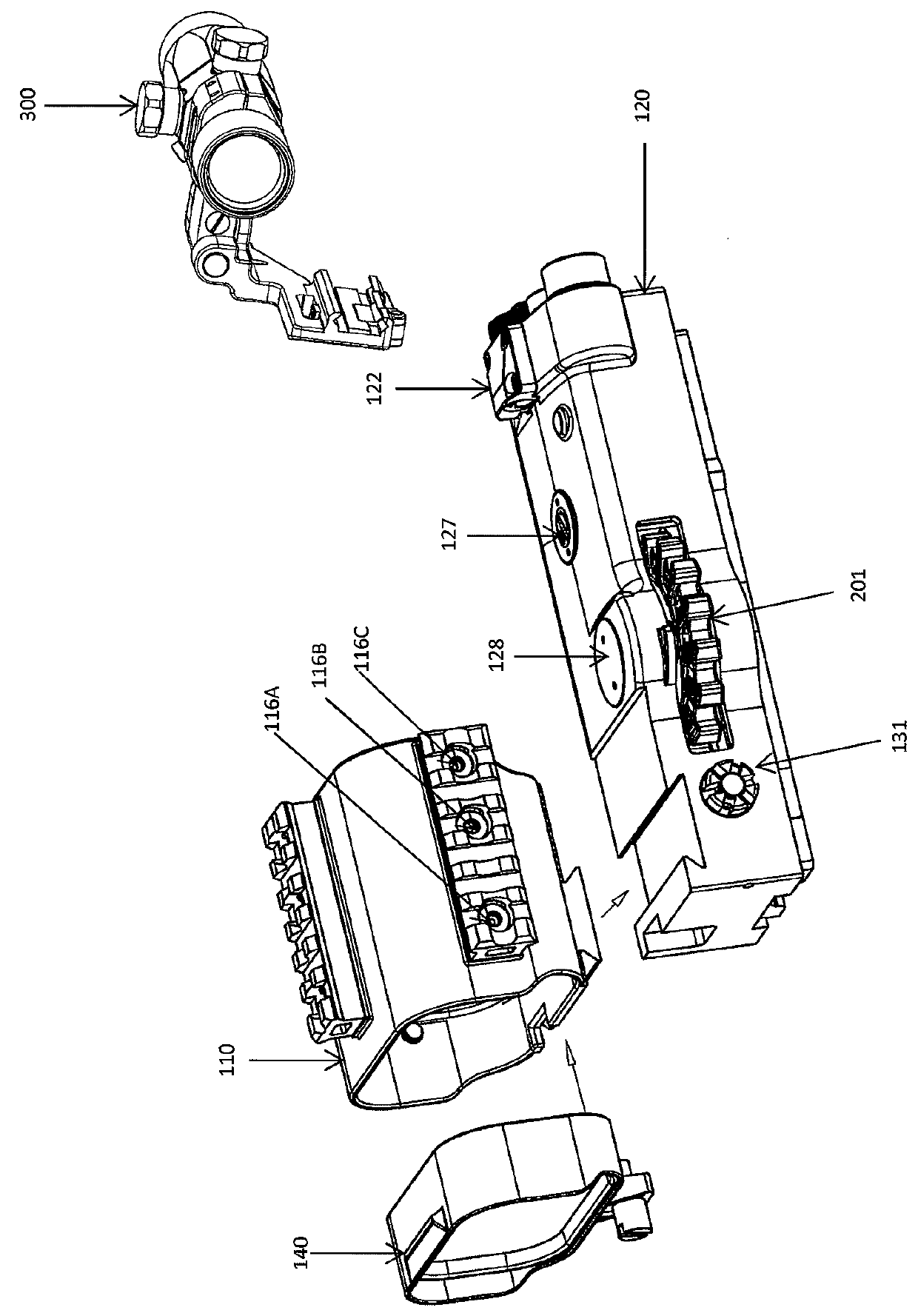 Modular universal machinegun sight with bullet drop compensation device