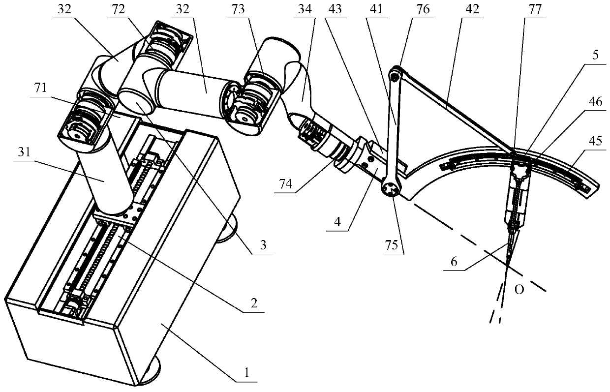 Eight-degree-of-freedom surgery mechanical arm comprising closed-loop connecting rod