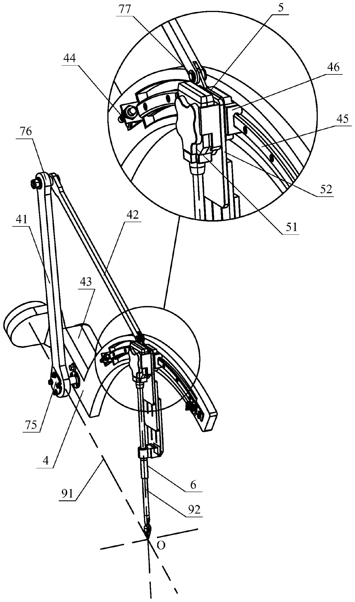 Eight-degree-of-freedom surgery mechanical arm comprising closed-loop connecting rod