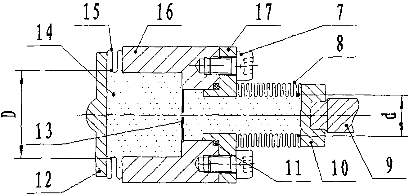 Corrugated pipe elastic element based precision micro- displacement hydraulic scaling device