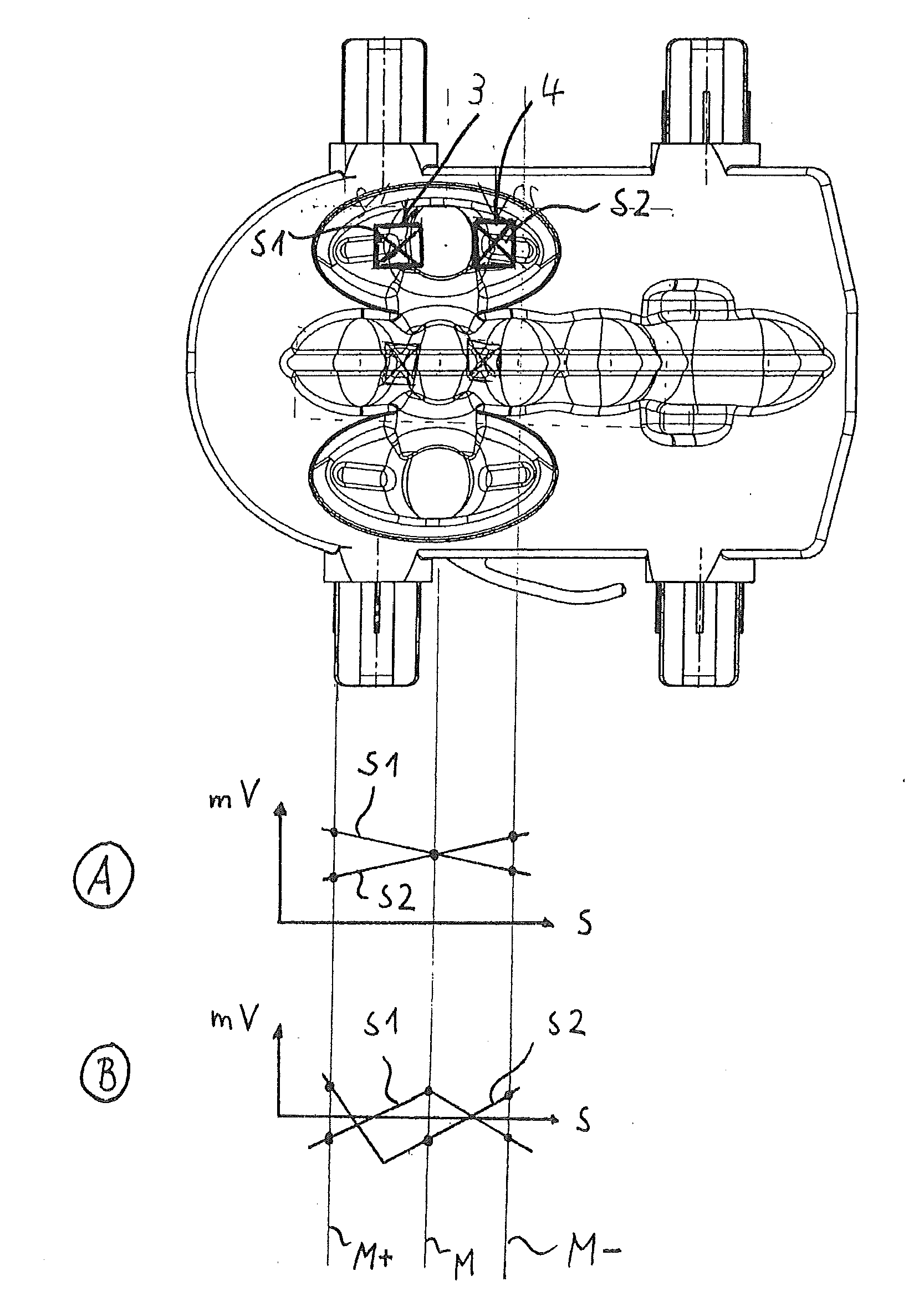 Device for detecting the position of a shift and/or selector lever for a transmission and shift device for the transmission of a motor vehicle