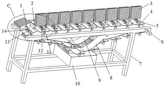 Conveying belt type box-shaped glaze dipping device