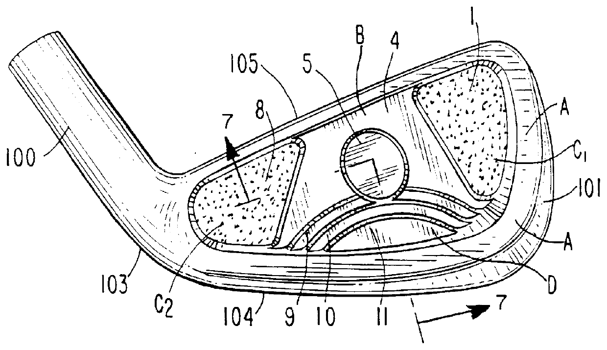 Perimeter weighted iron type golf club head with multiple level weight pads