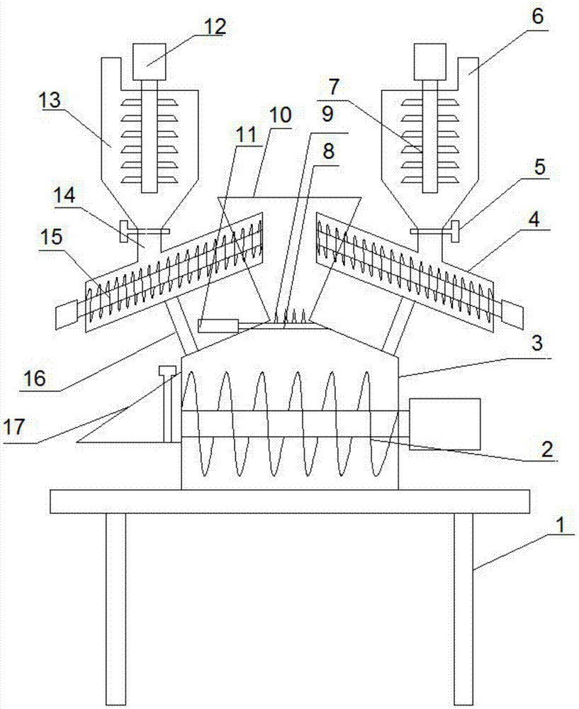 Material mixing device for processing of lick bricks and application method thereof