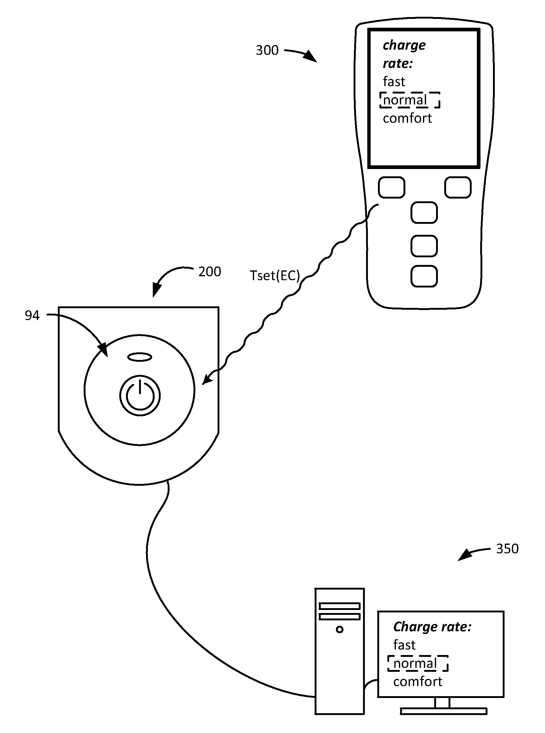 External Charger Usable with an Implantable Medical Device Having a Programmable or Time-Varying Temperature Set Point