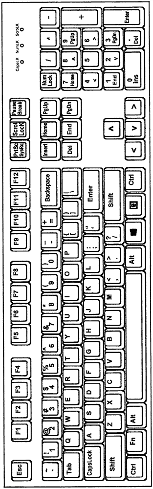 Computer keyboard with telephone keyboard, and electronic equipment
