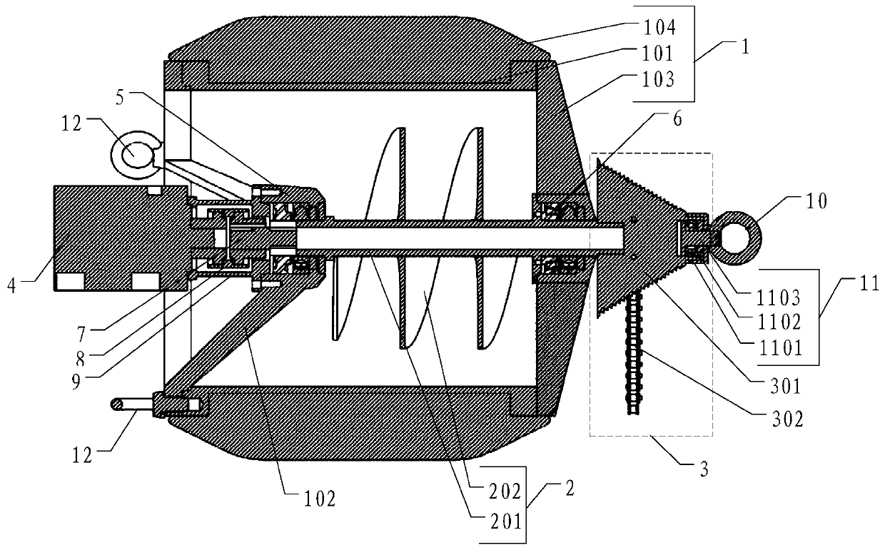 Crushing type dredging device