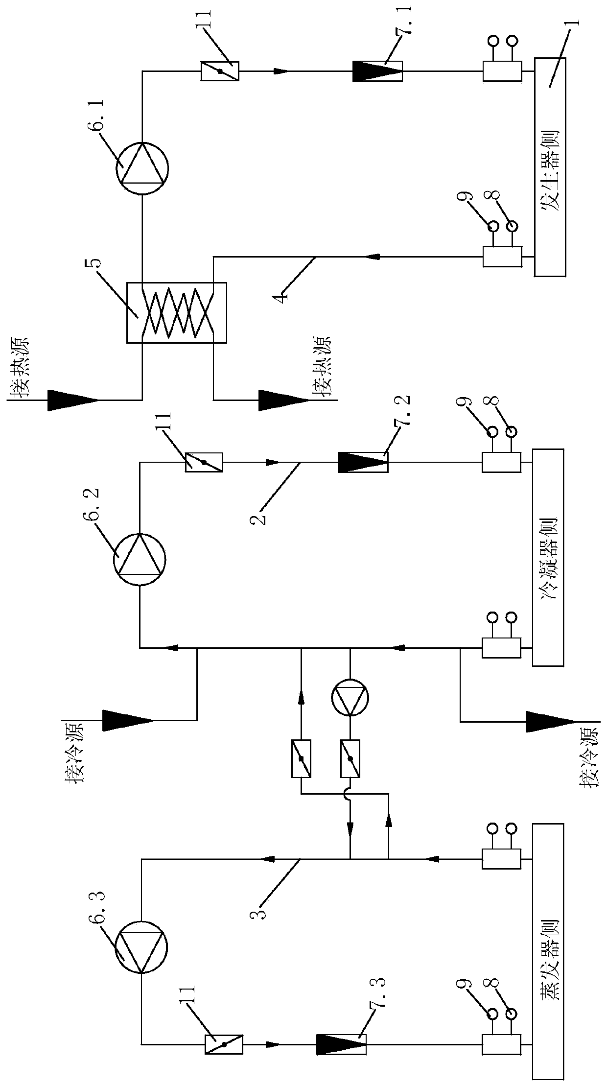 A first-class absorption heat pump unit test device