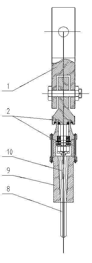 Tail rope suspension device of skip bucket and method for replacing tail rope
