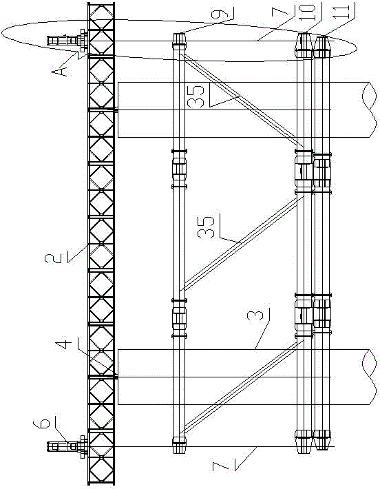 Construction method for integrally and downward putting cofferdam ring beams by means of continuous jack method