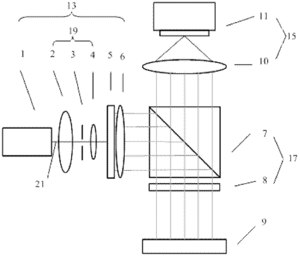 Thin film stress measuring device with vertical optical path structure and application thereof