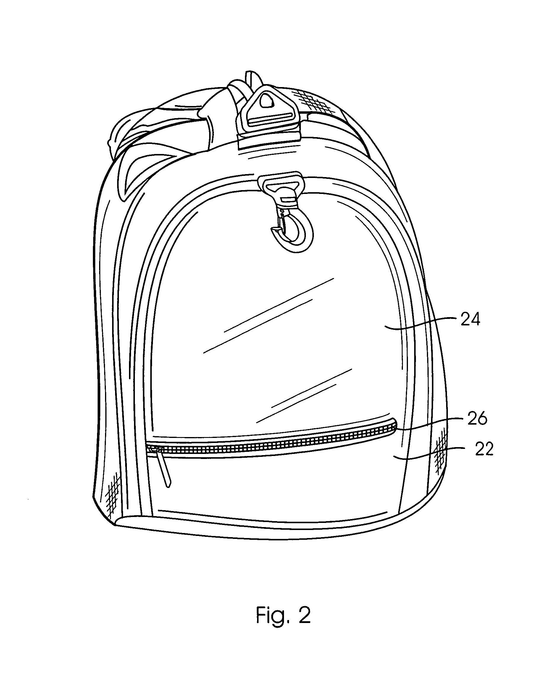 Carrying bags and backpacks with expandable retainer to contain and securely carry large objects