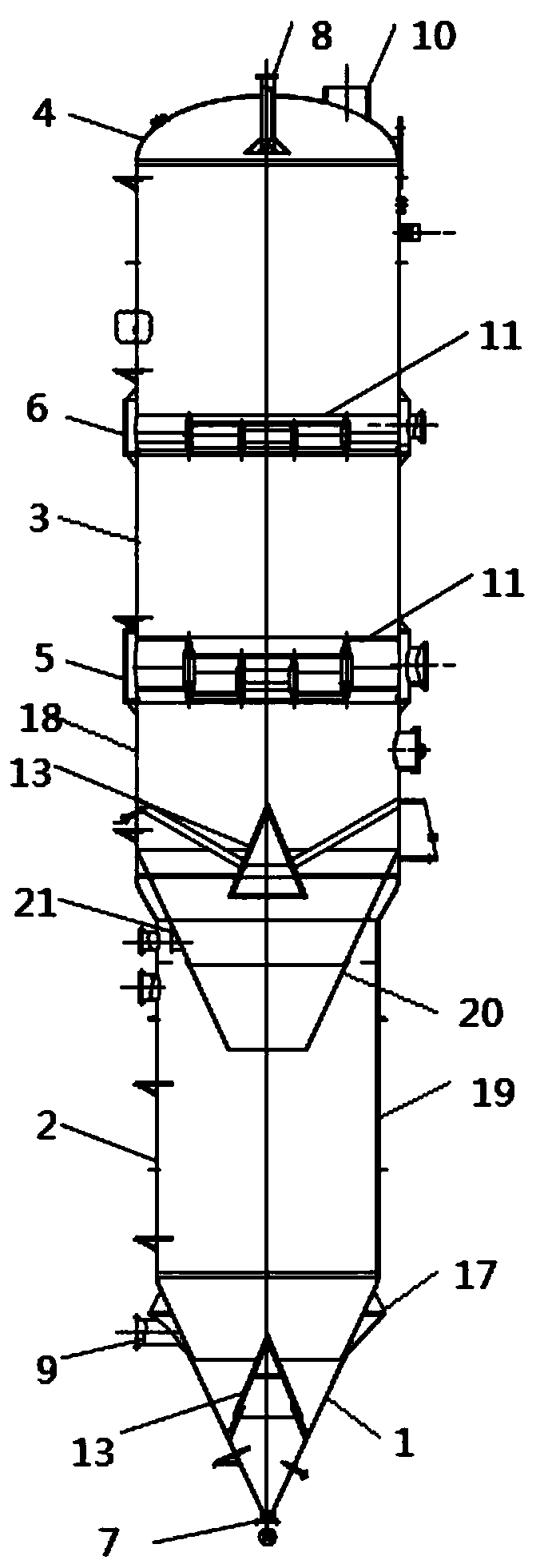 Drying tower for polyester chips