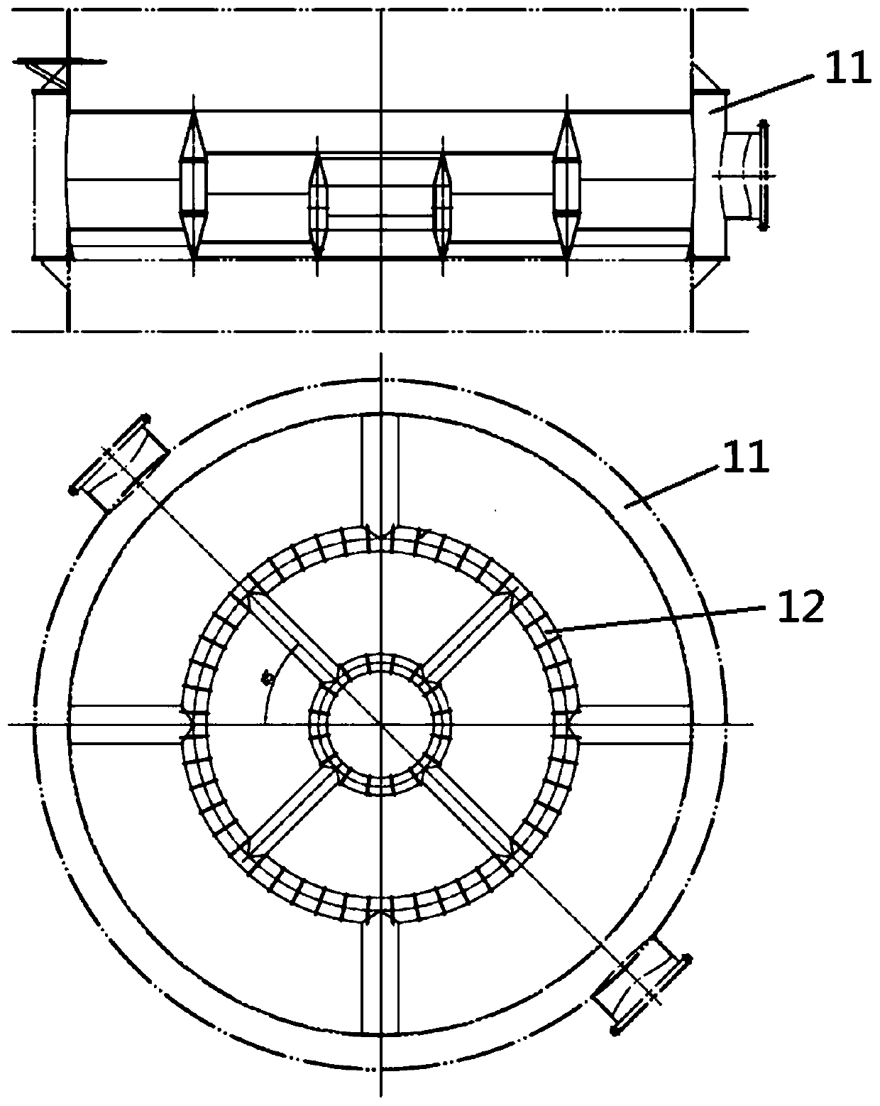 Drying tower for polyester chips