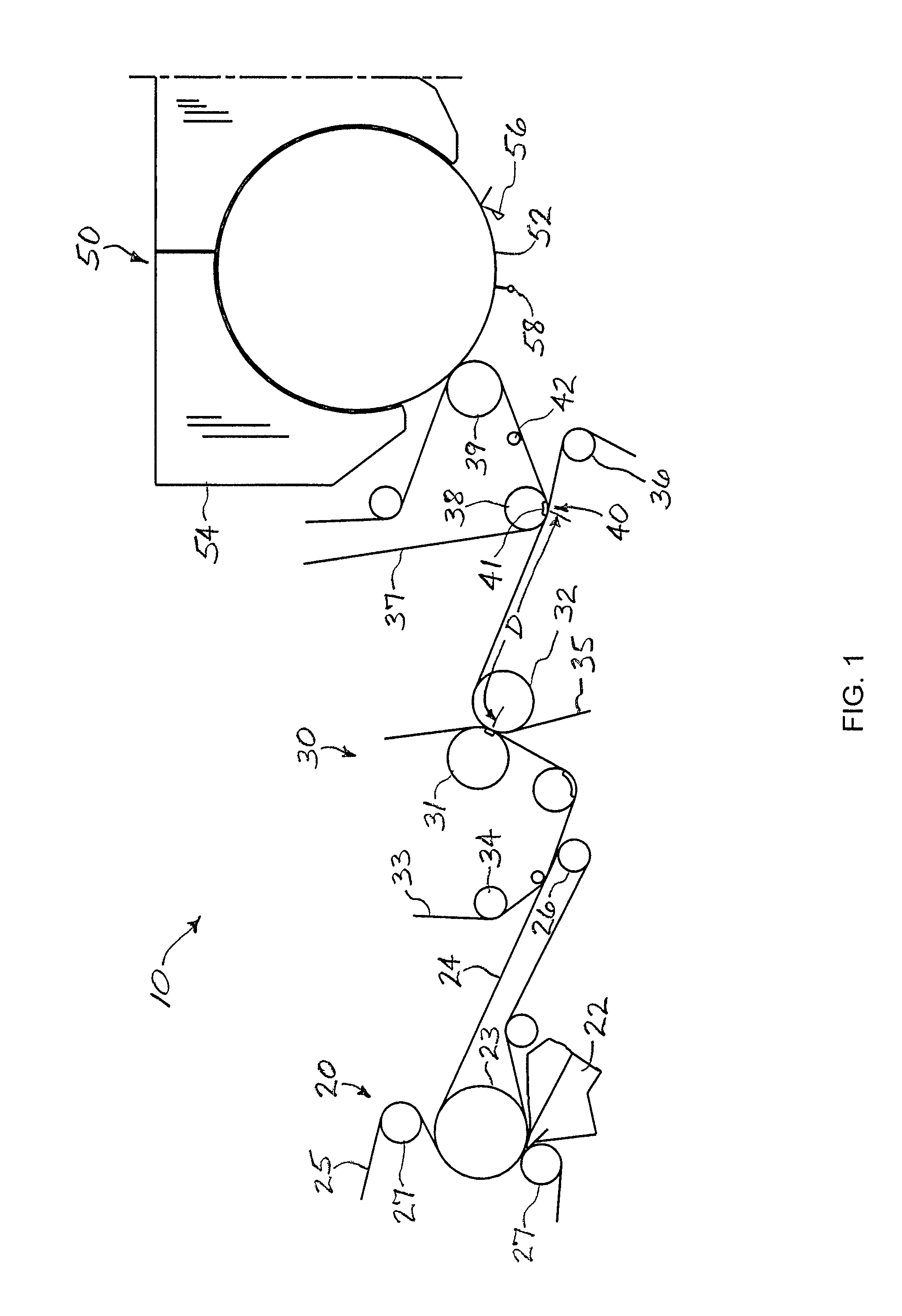 Papermaking machine employing an impermeable transfer belt, and associated methods