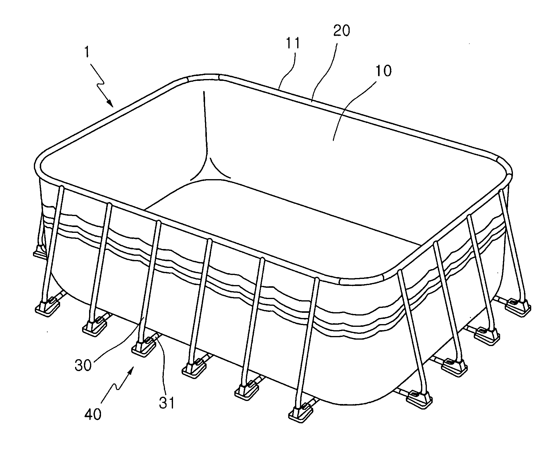 Support frame unit for swimming pool assembly