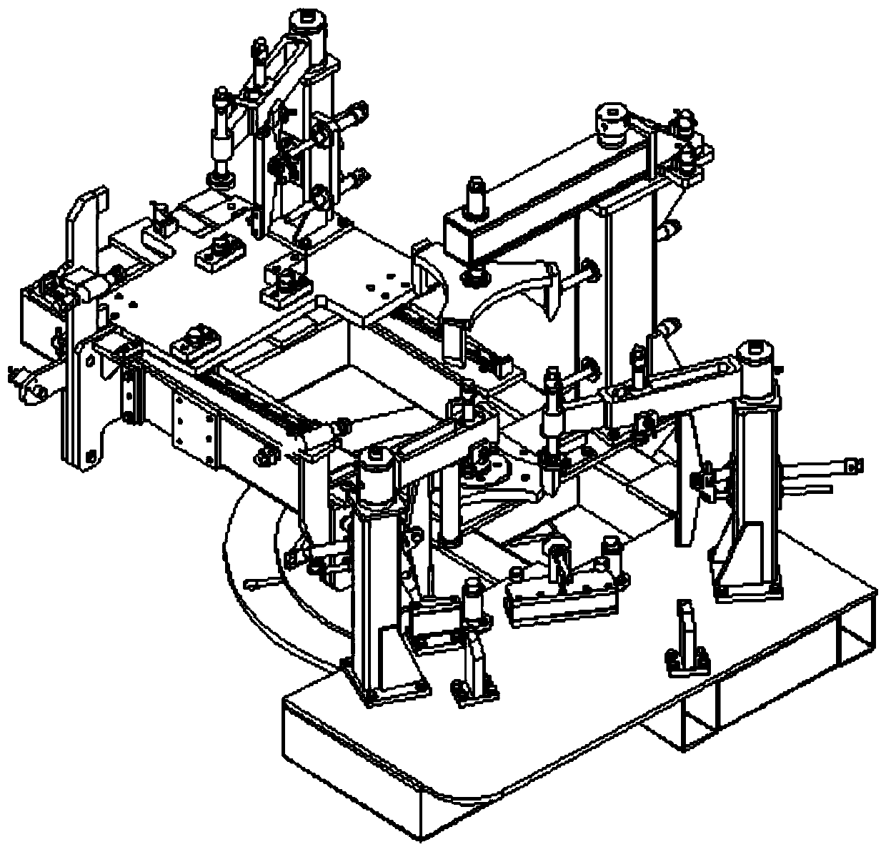 Installation equipment for assembling excavator big arm center box group