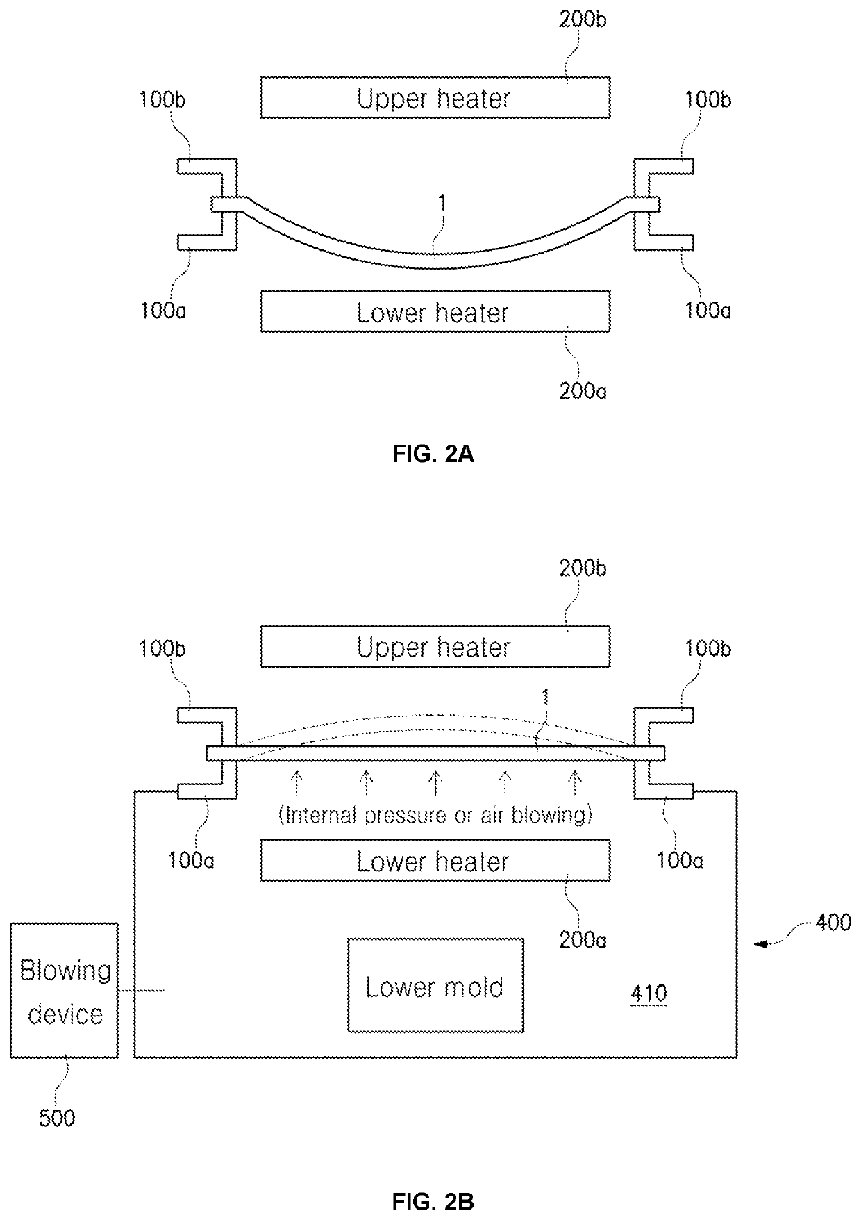 Vacuum forming machine having pre-blowing lower chamber