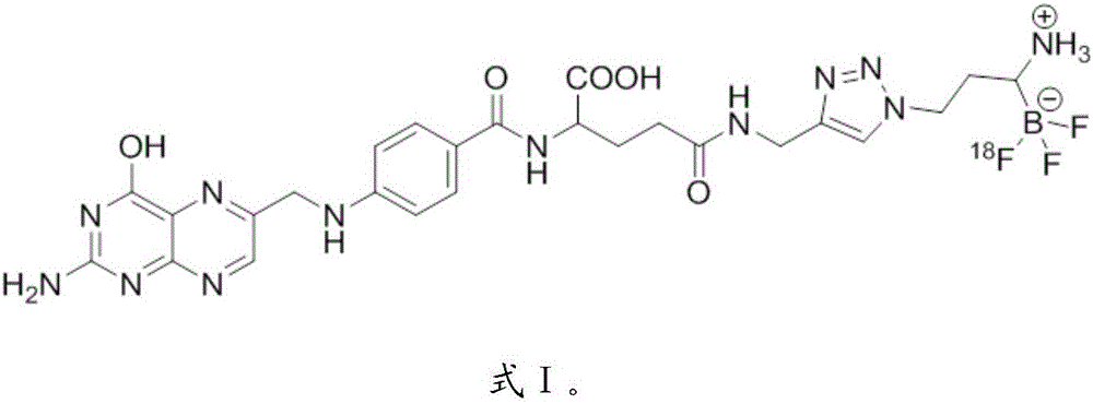 {0&gt;&lt;}0{&gt;Radio-labeled tumor developing agent as well as preparation method and application thereof