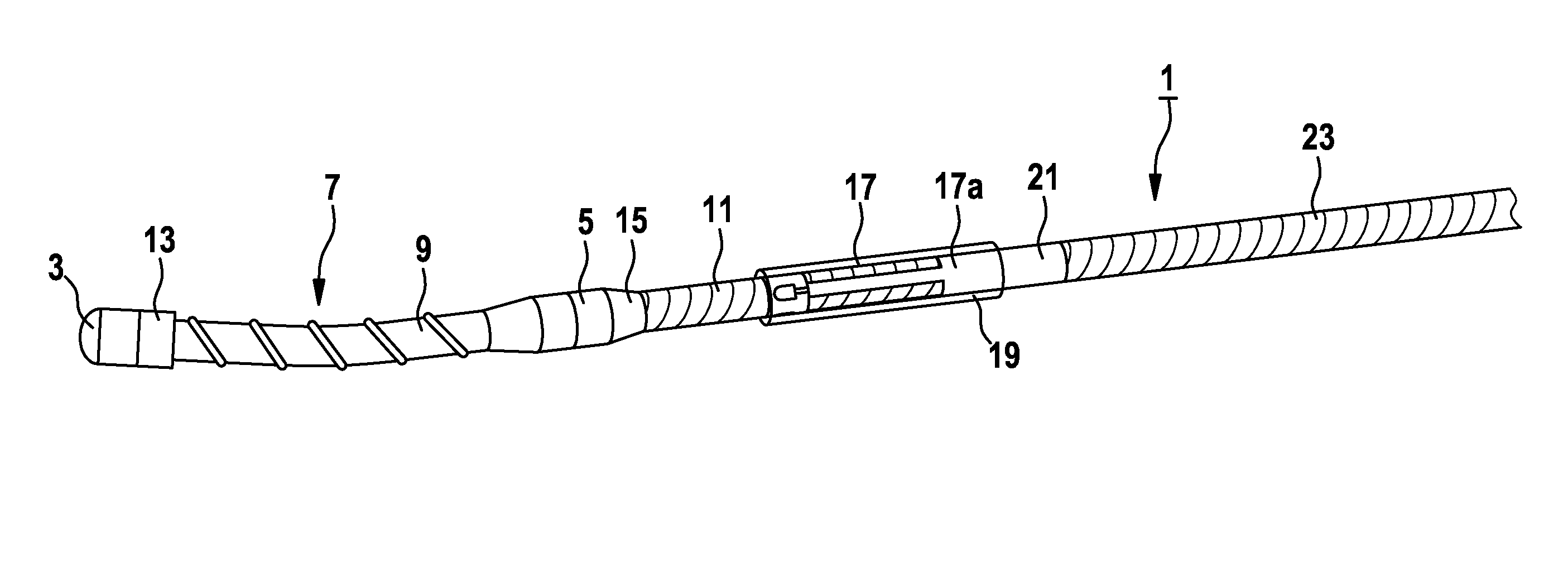 Implantable catheter lead or electrode lead