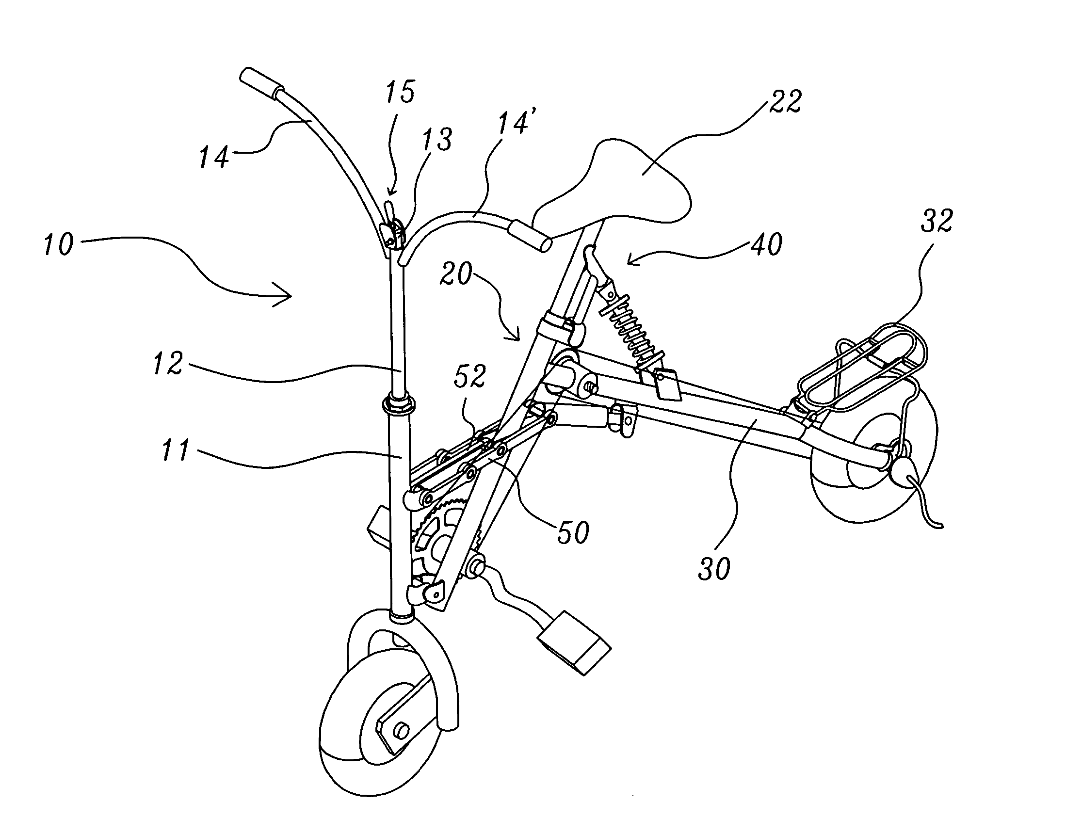 Folding bicycle structure