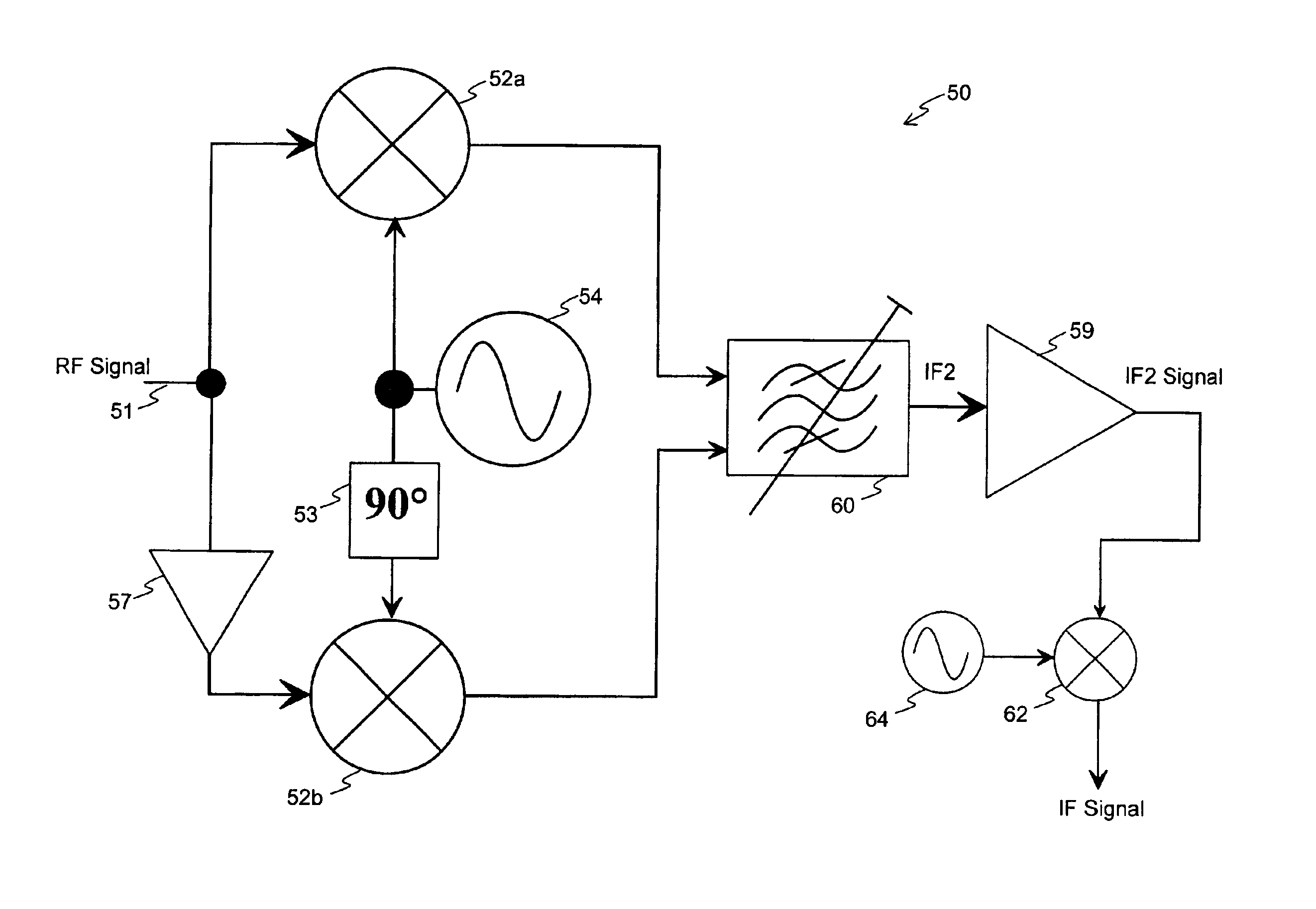 Image rejection mixer for broadband signal reception