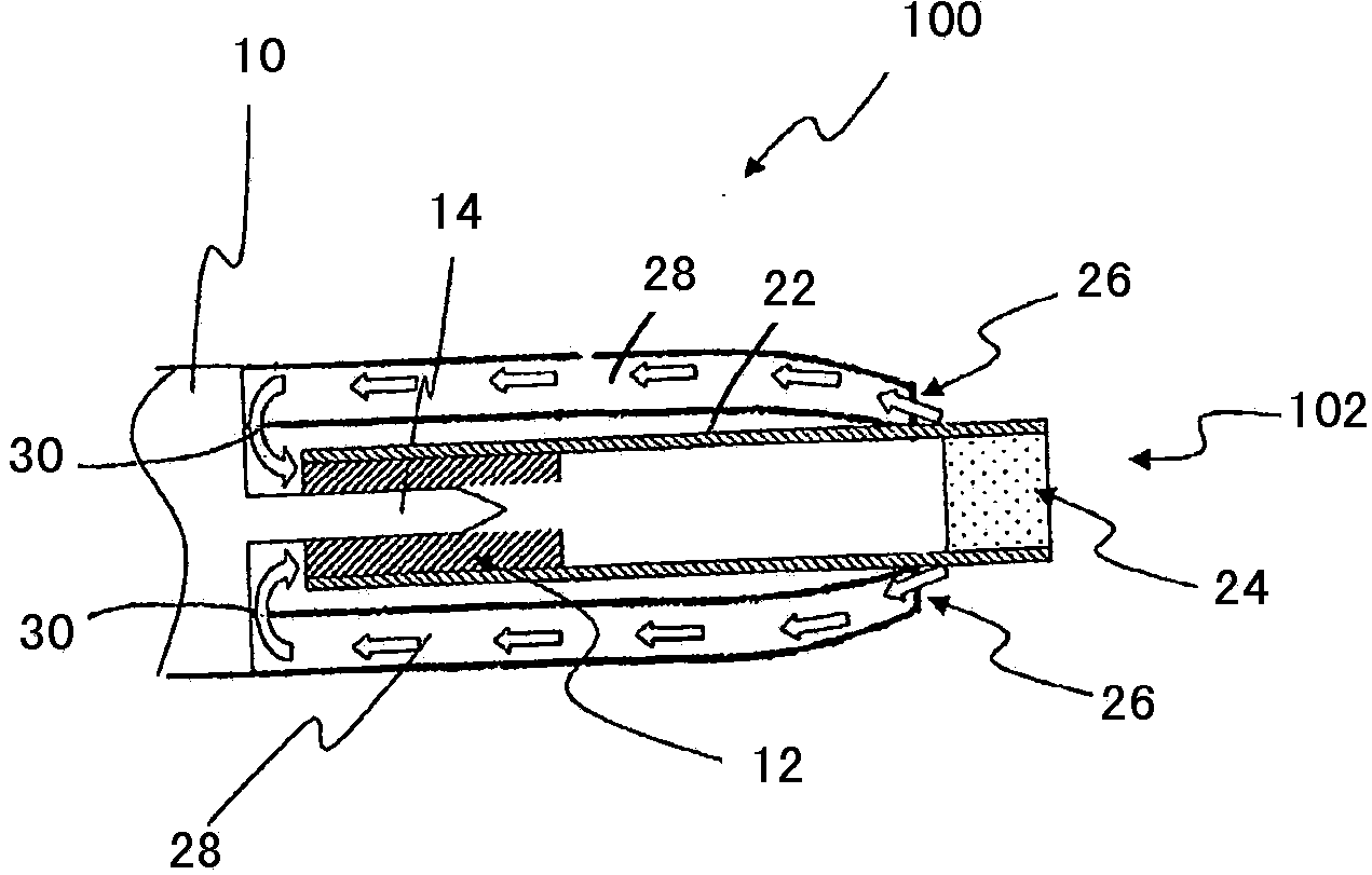 An aerosol generating device and system with improved airflow