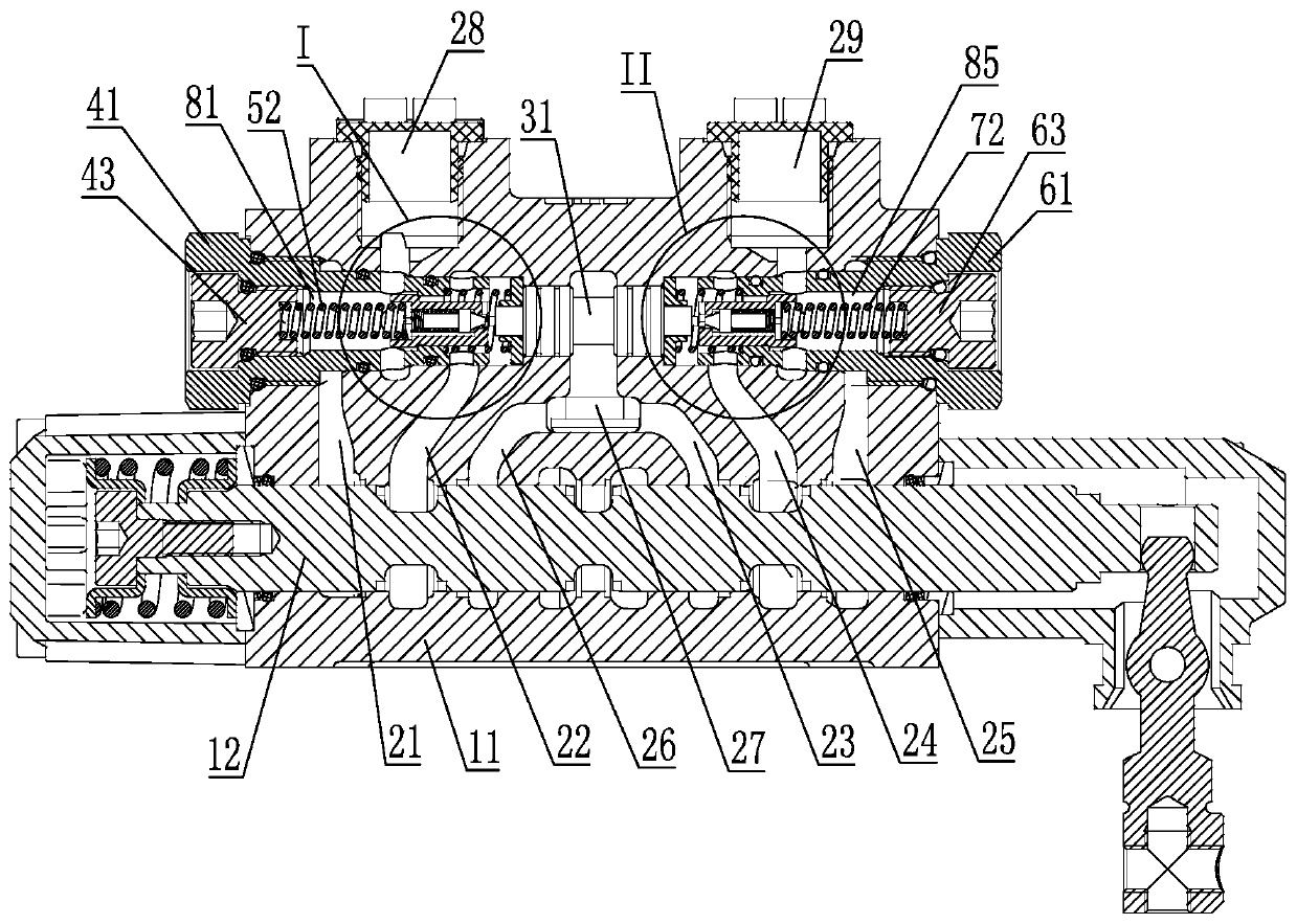 Multi-way reversing valve based on integral threaded cartridge pilot hydraulic lock