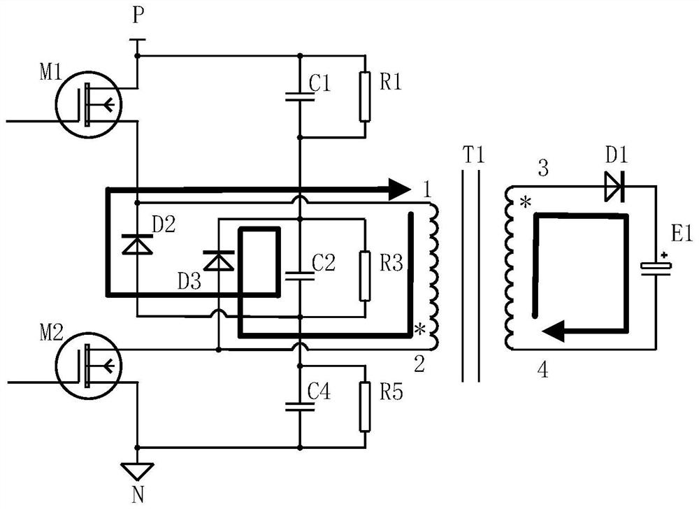 Double-tube flyback power supply circuit