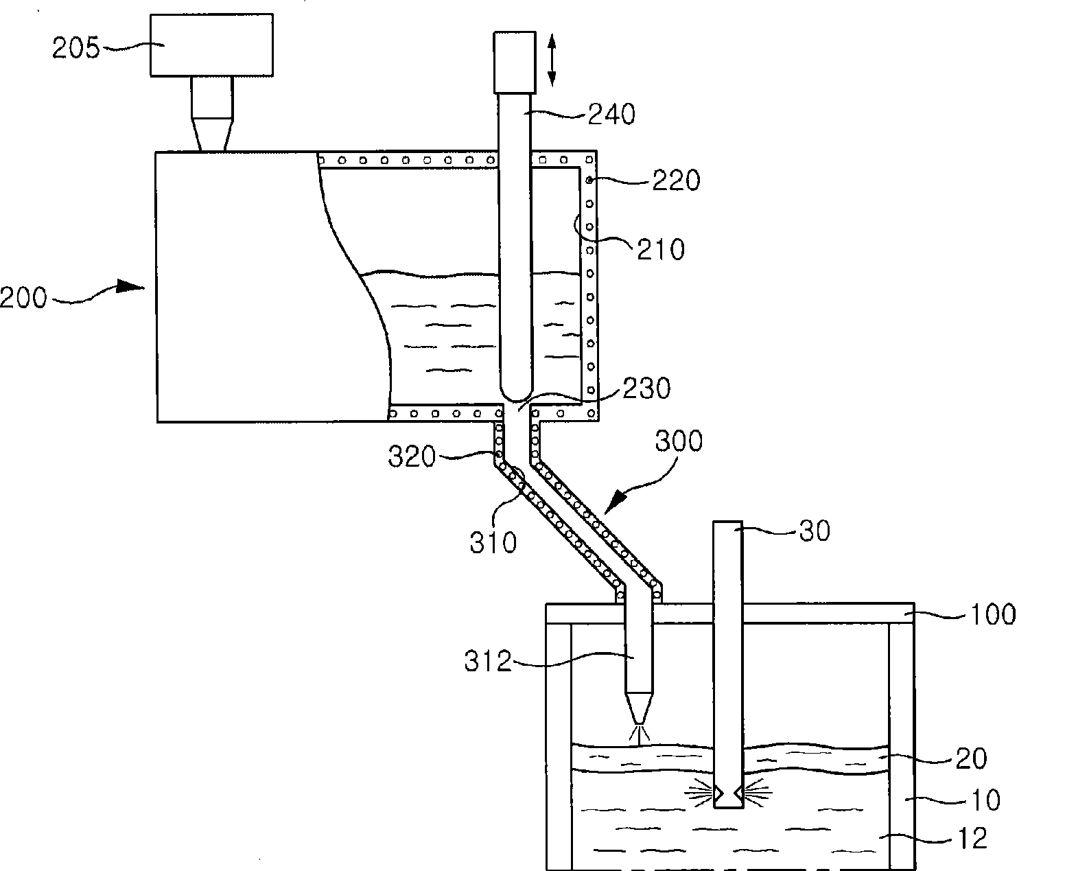 Continuous casting machine and method using molten mold flux