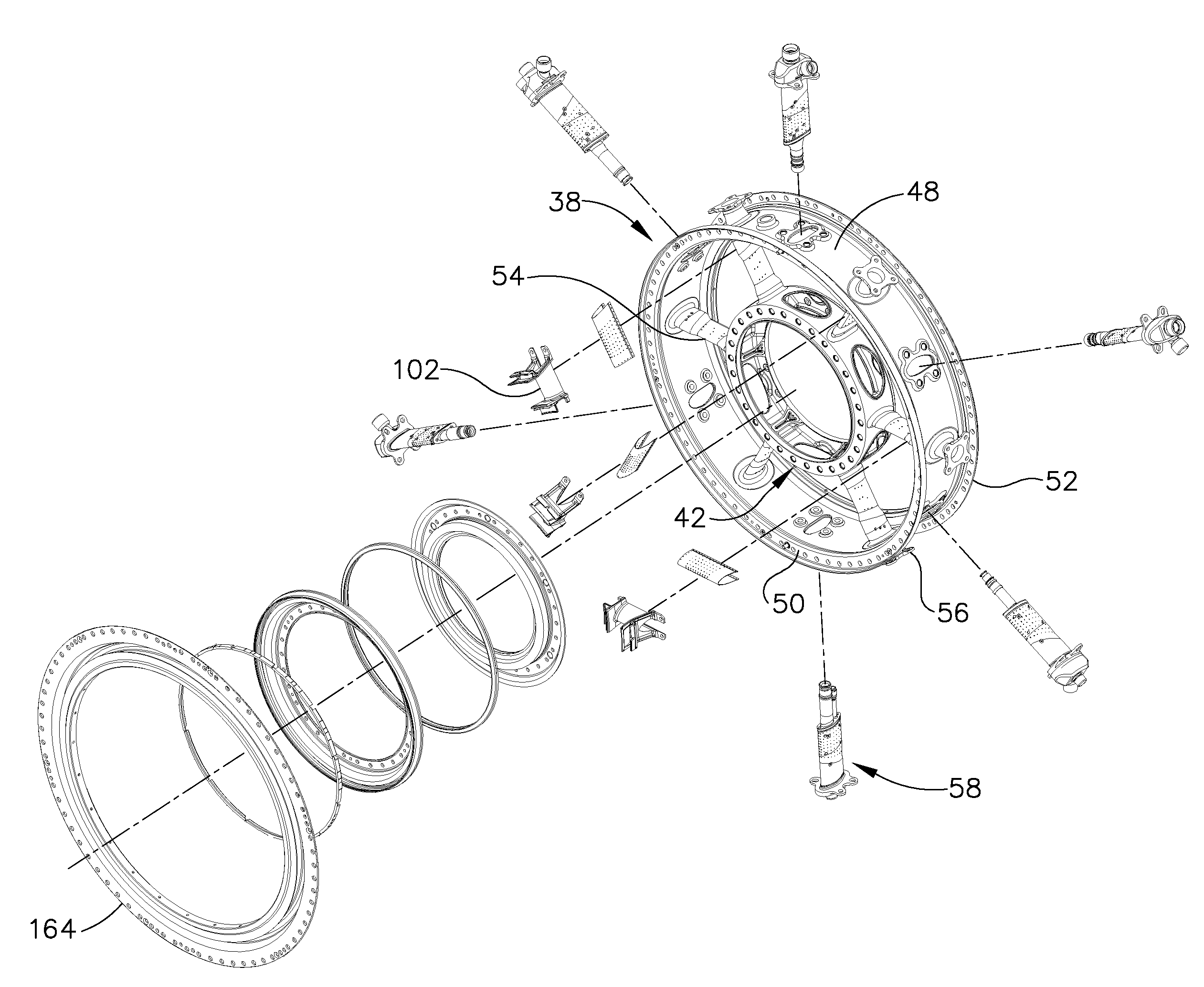 Integrated service tube and impingement baffle for a gas turbine engine