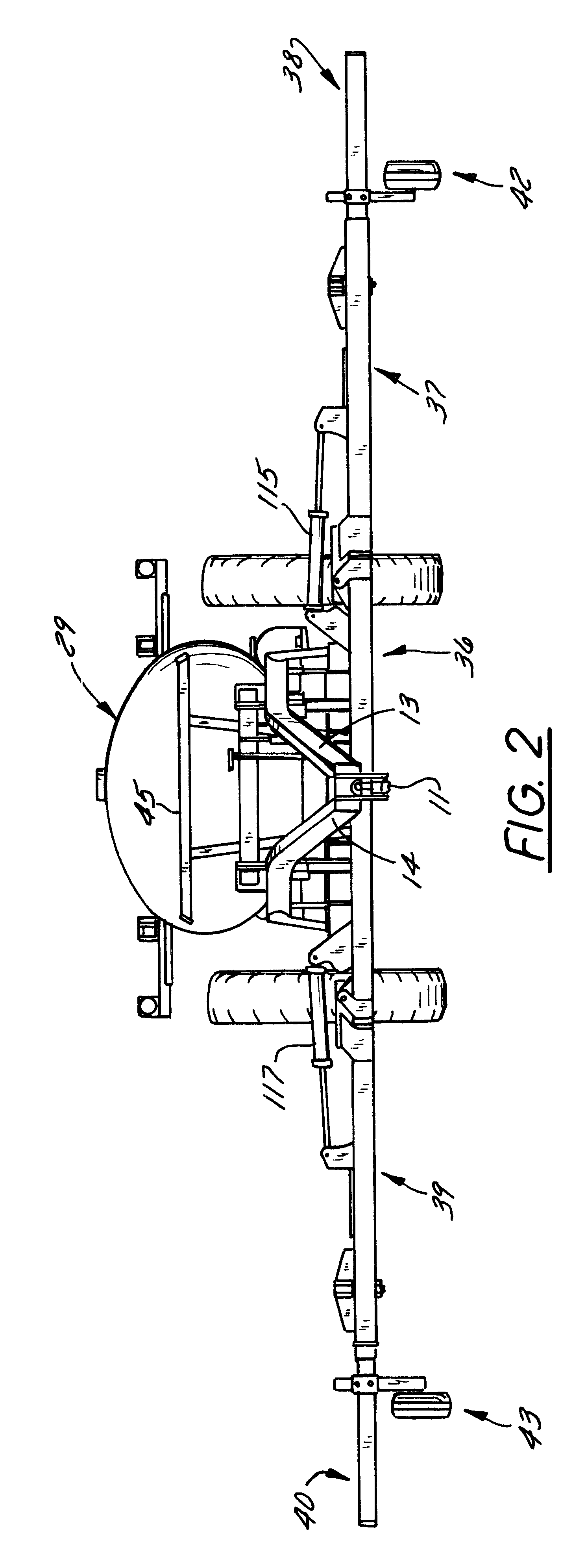 Flexible toolbar and operating hydraulic circuit