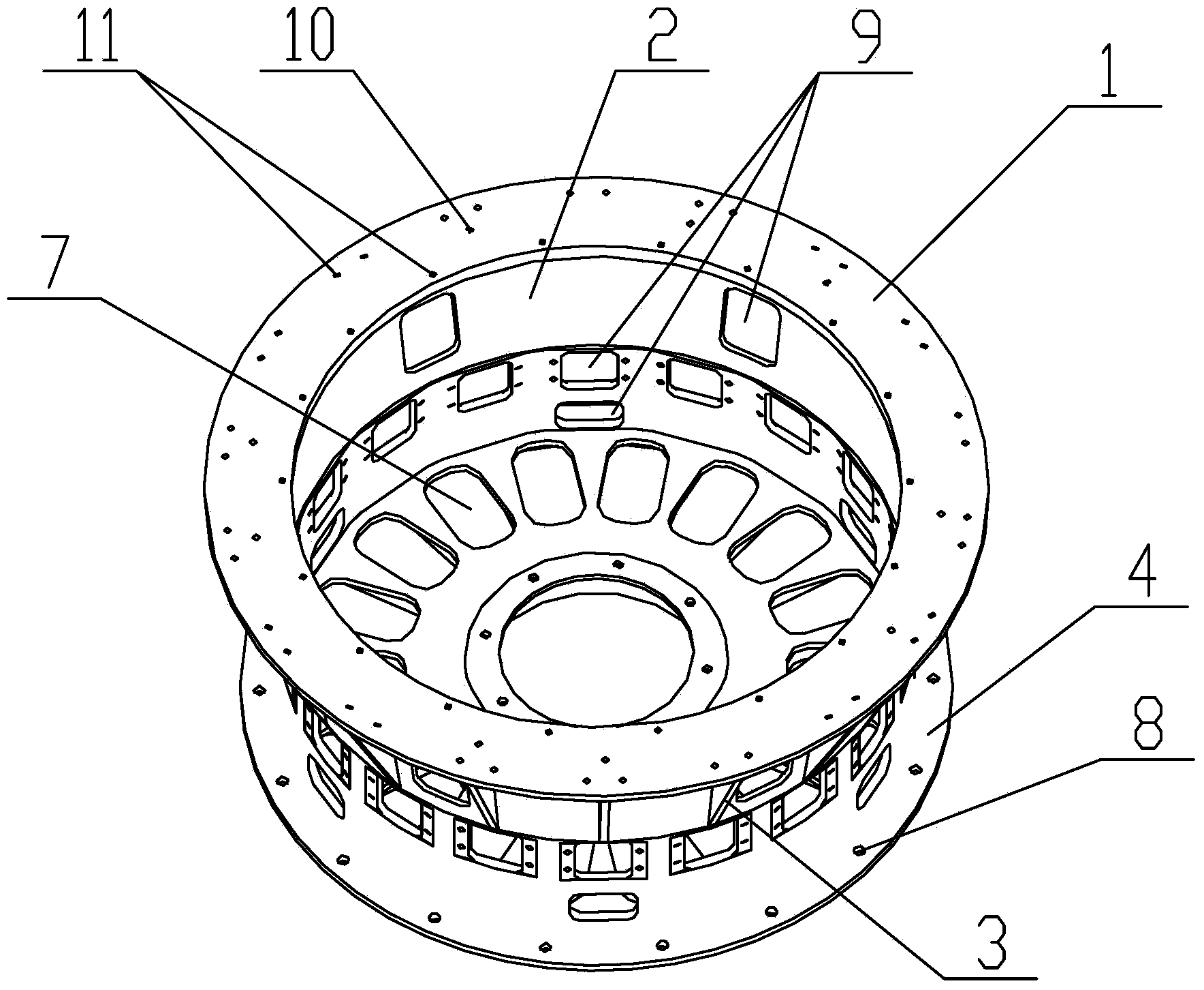 Composite material base for satellite antenna bearing cylinder and preparation method