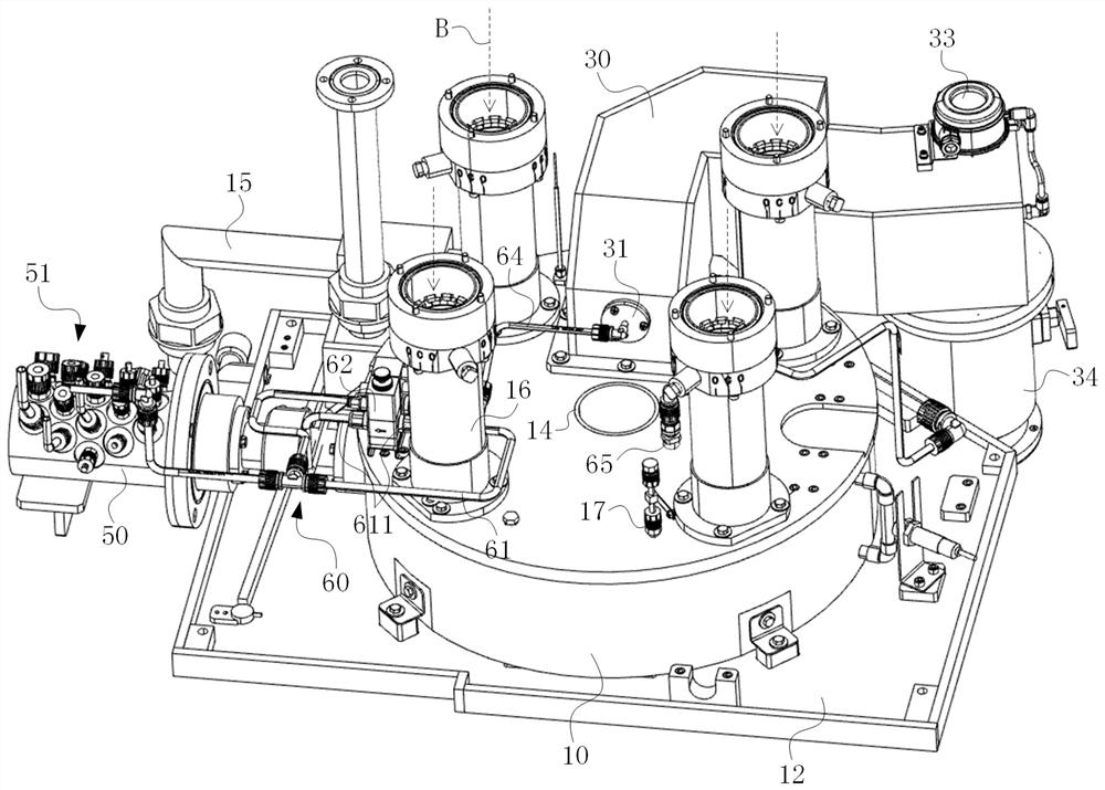 Gas-liquid separation device for multi-station monolithic wafer cleaning machine