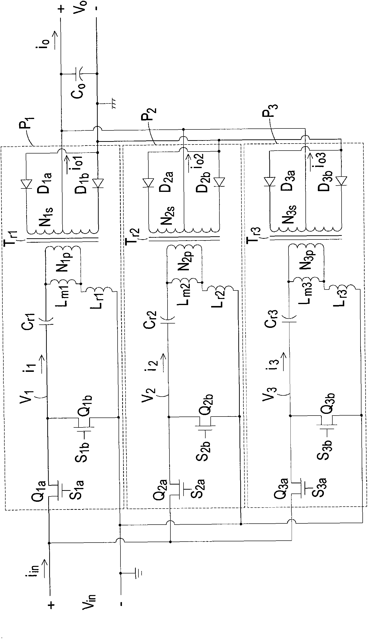 Multiphase switch power supply switching circuit
