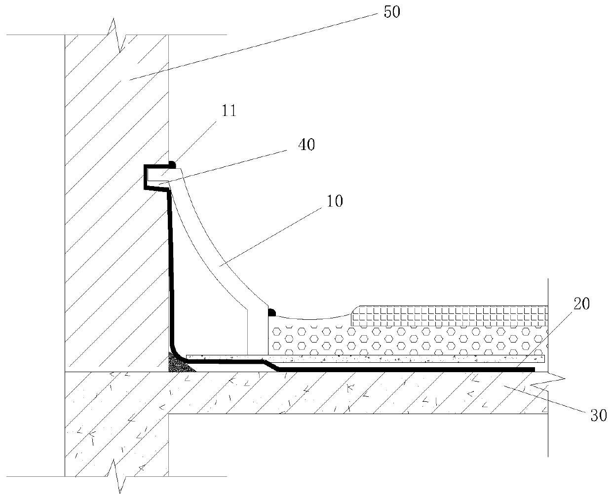 Construction method for flooding structure of parapet wall
