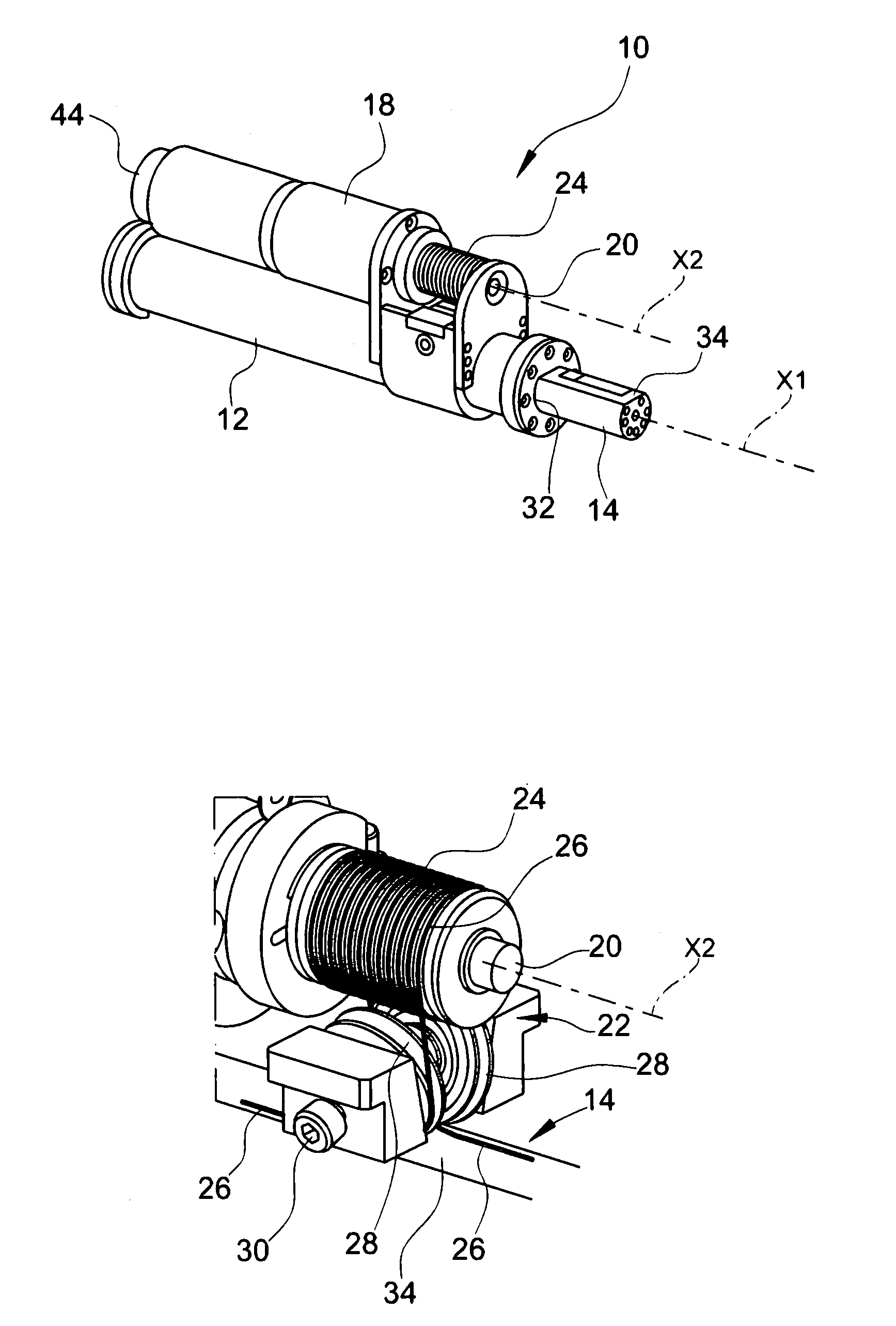 Linear actuator and rehabilitation device incorporating such an actuator